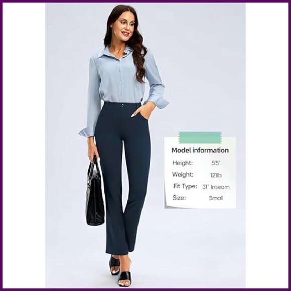 High Waisted Bootcut Yoga Dress Pants Stretchy Office Work Casual - Picture 7 of 7